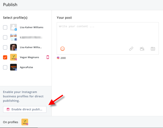 Enable direct Instagram publishing