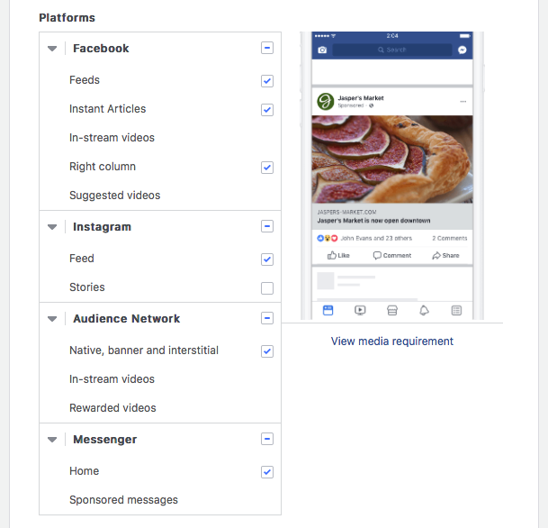 All Facebook Placement Options