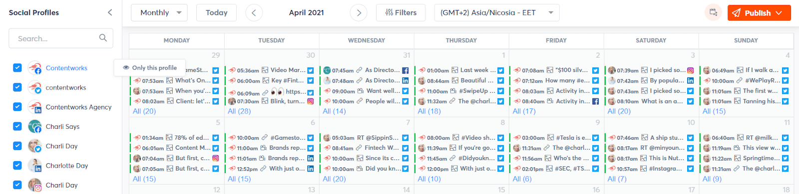 social media content calendar