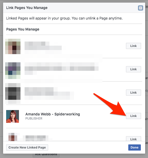delete a Facebook Group-- Link your page to your Facebook group