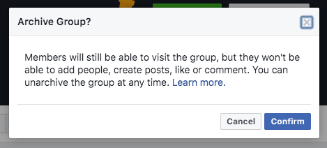 delete a Facebook Group-- Archive group 