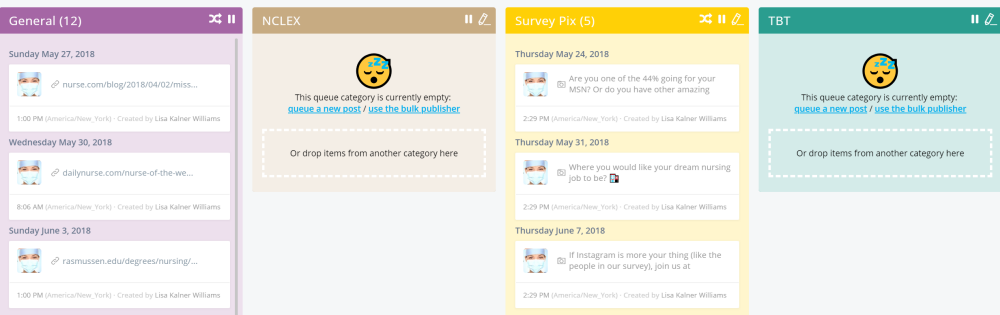 nursing queue categories