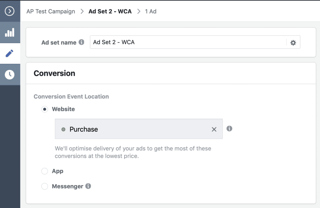 facebook ad campaigns Purchase Optimisation 