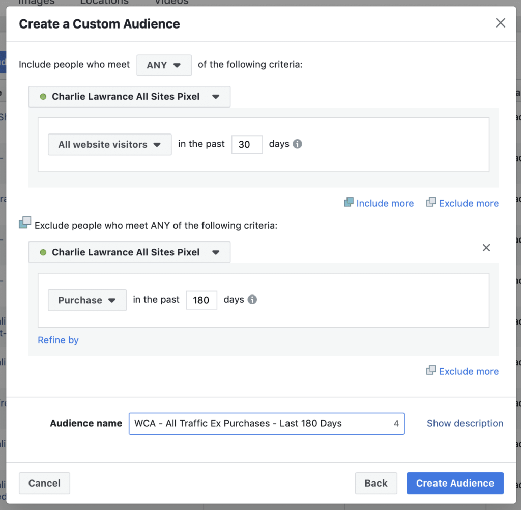 facebook ad campaigns traffic custom audience