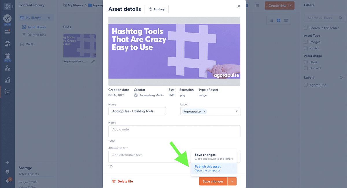 how to post on linkedin from the agorapulse asset library