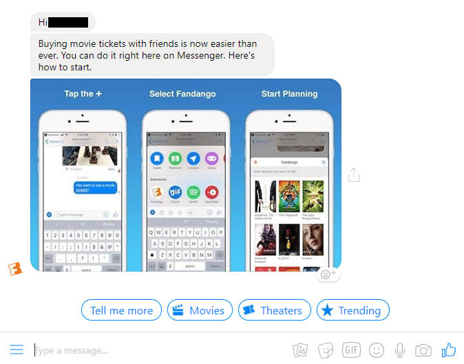 facebook messenger chatbot example