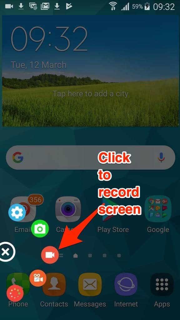 Use AZ Screen recorder on Android to record your screen.