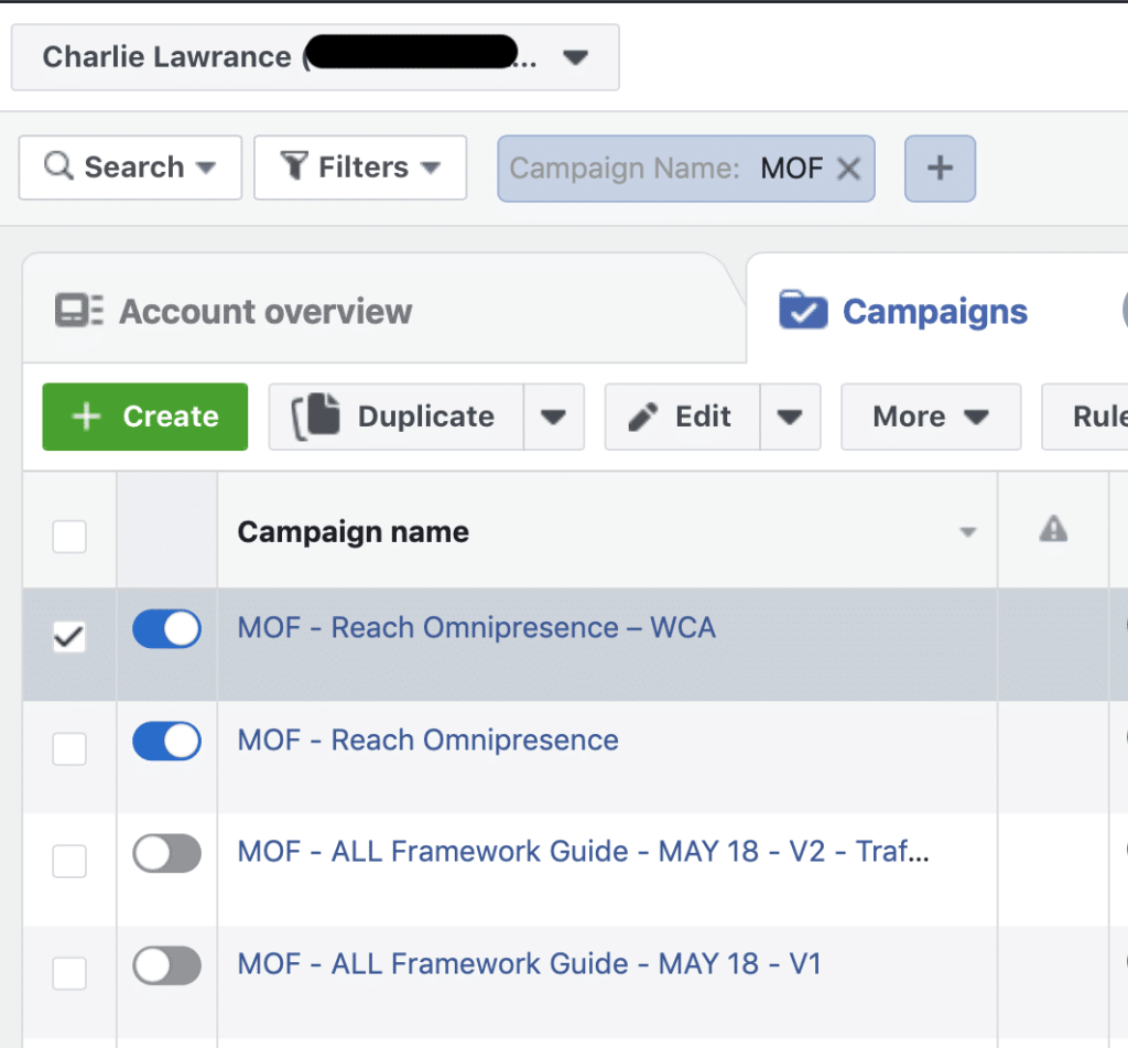 Facebook Ad Campaign Changes duplicate campaign