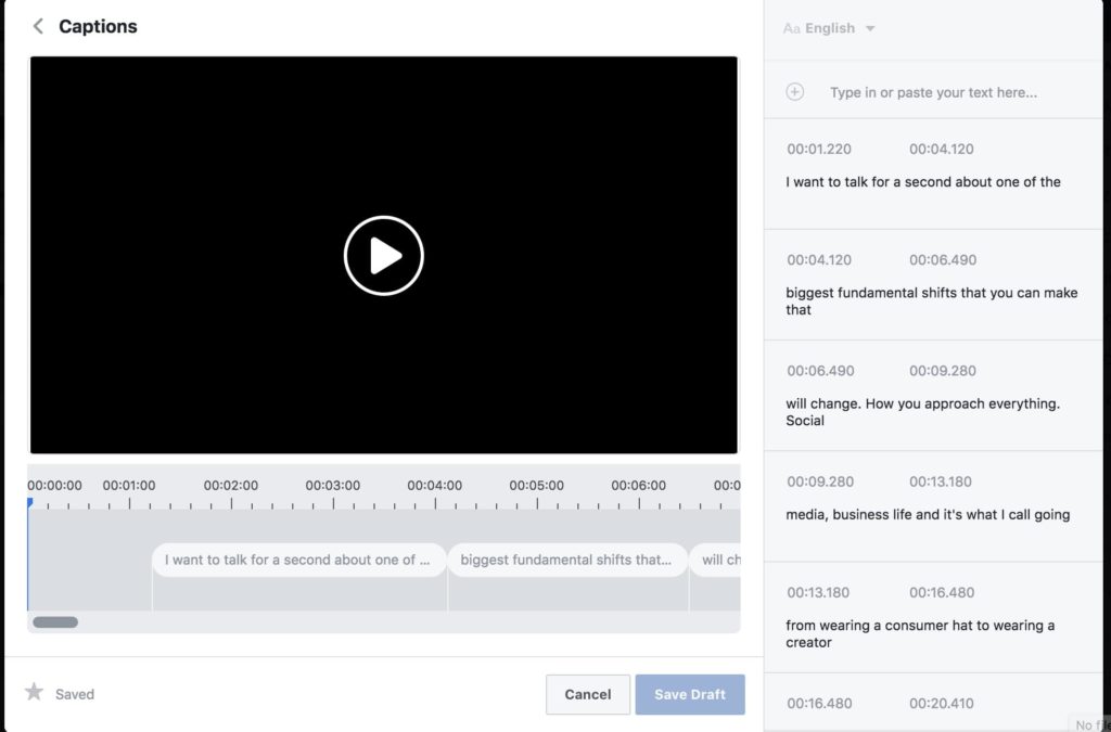 subtitles for Facebook videos