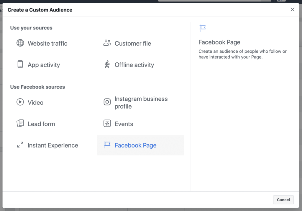 Page Engagement CA Facebook targeting