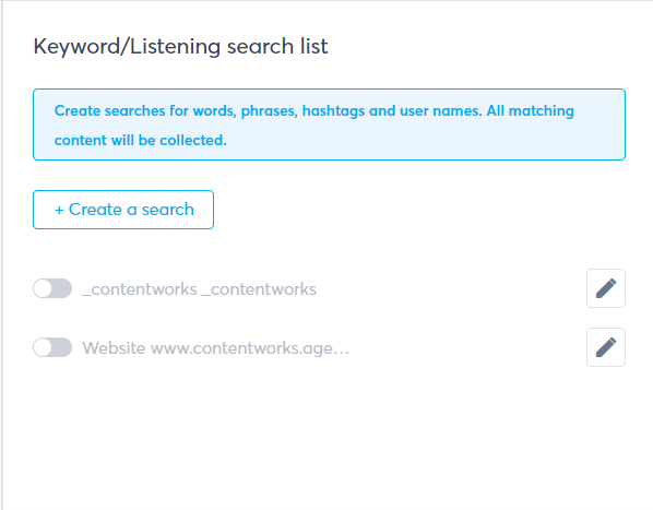 keyword listening search list