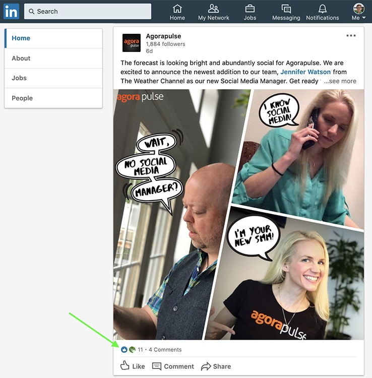 how to see LinkedIn reactions -- screenshot step 2