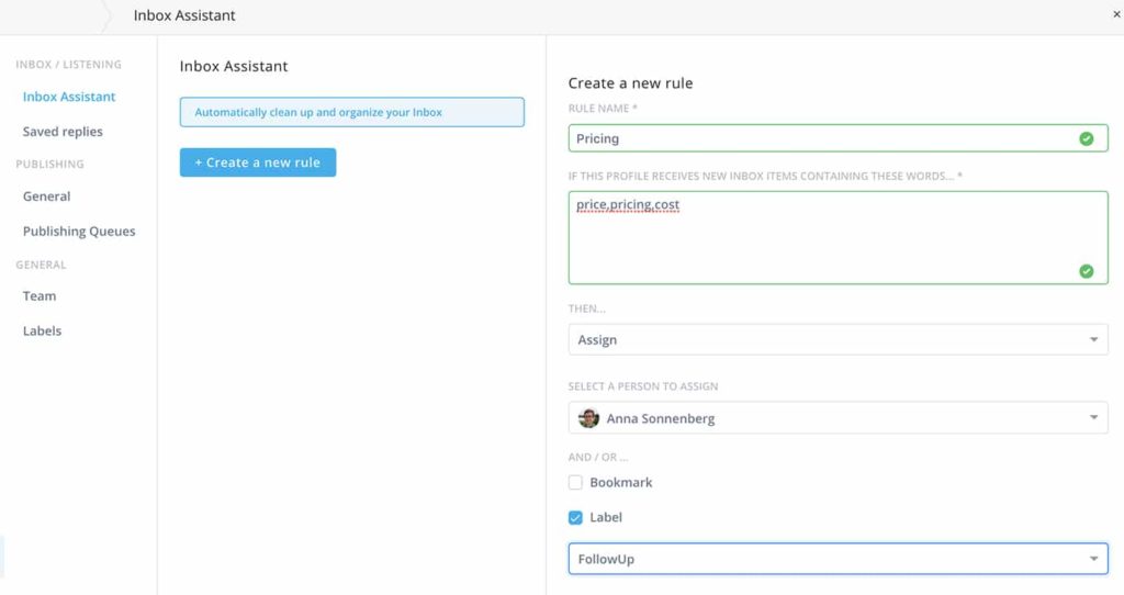 Collaborate on social media with automated rules