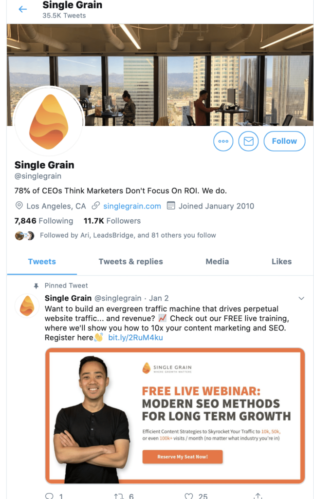 twitter marketing tip about complete profile