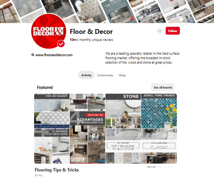 how floor & decor used pinterest for business and proved successful