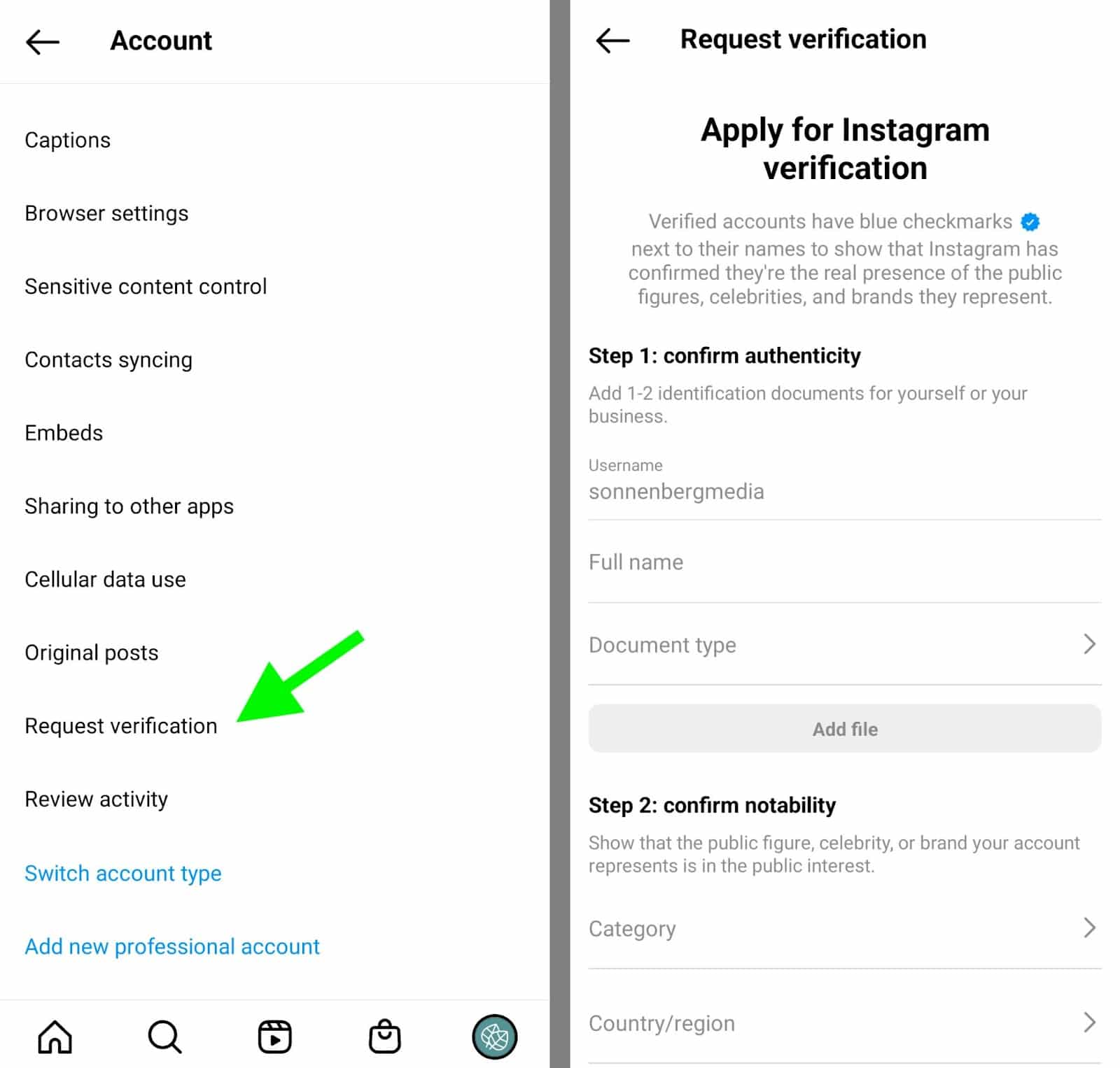 request verification form on instagram 101