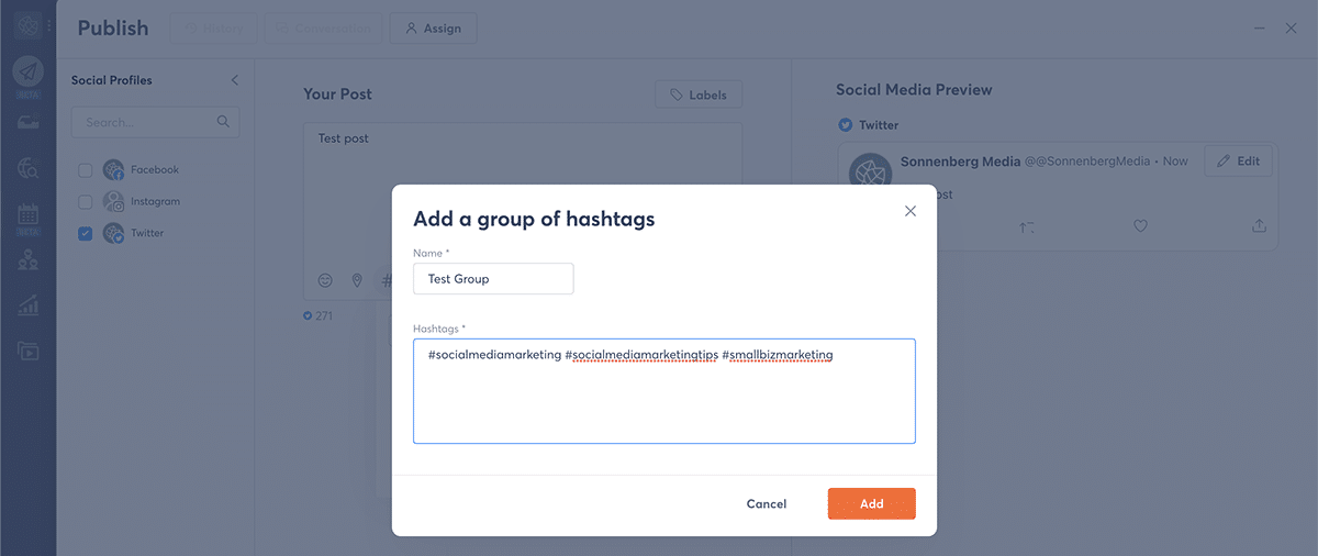 agorapulse hashtags