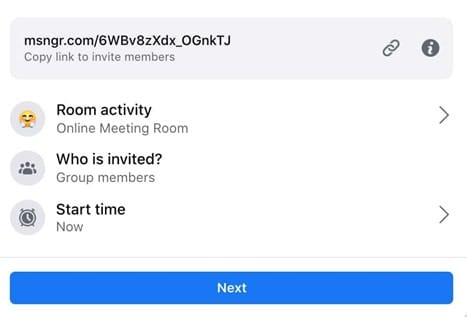 starting a room in facebook messenger