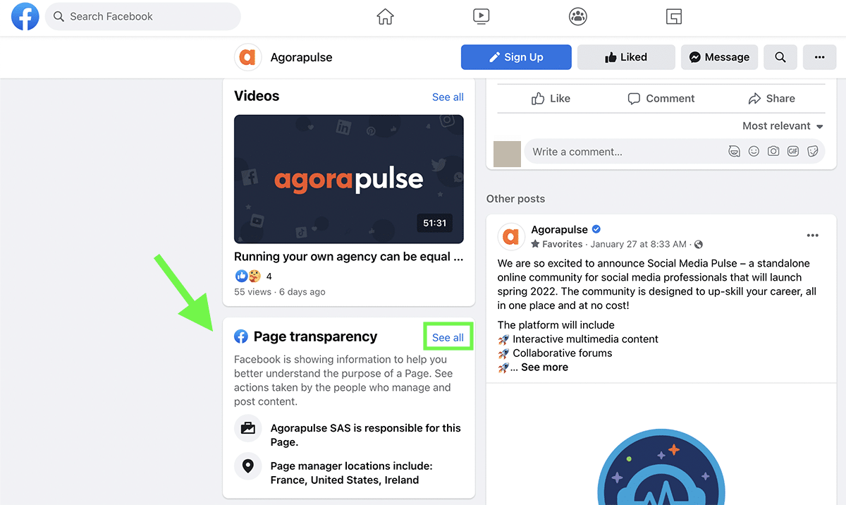 facebook page transparency