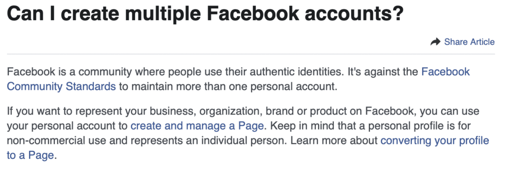 why you shouldn't have more than one Facebook profile