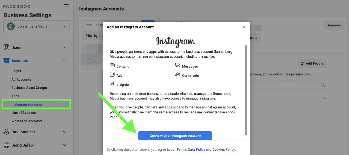 agorapulse how to use facebook business manager connect instagram