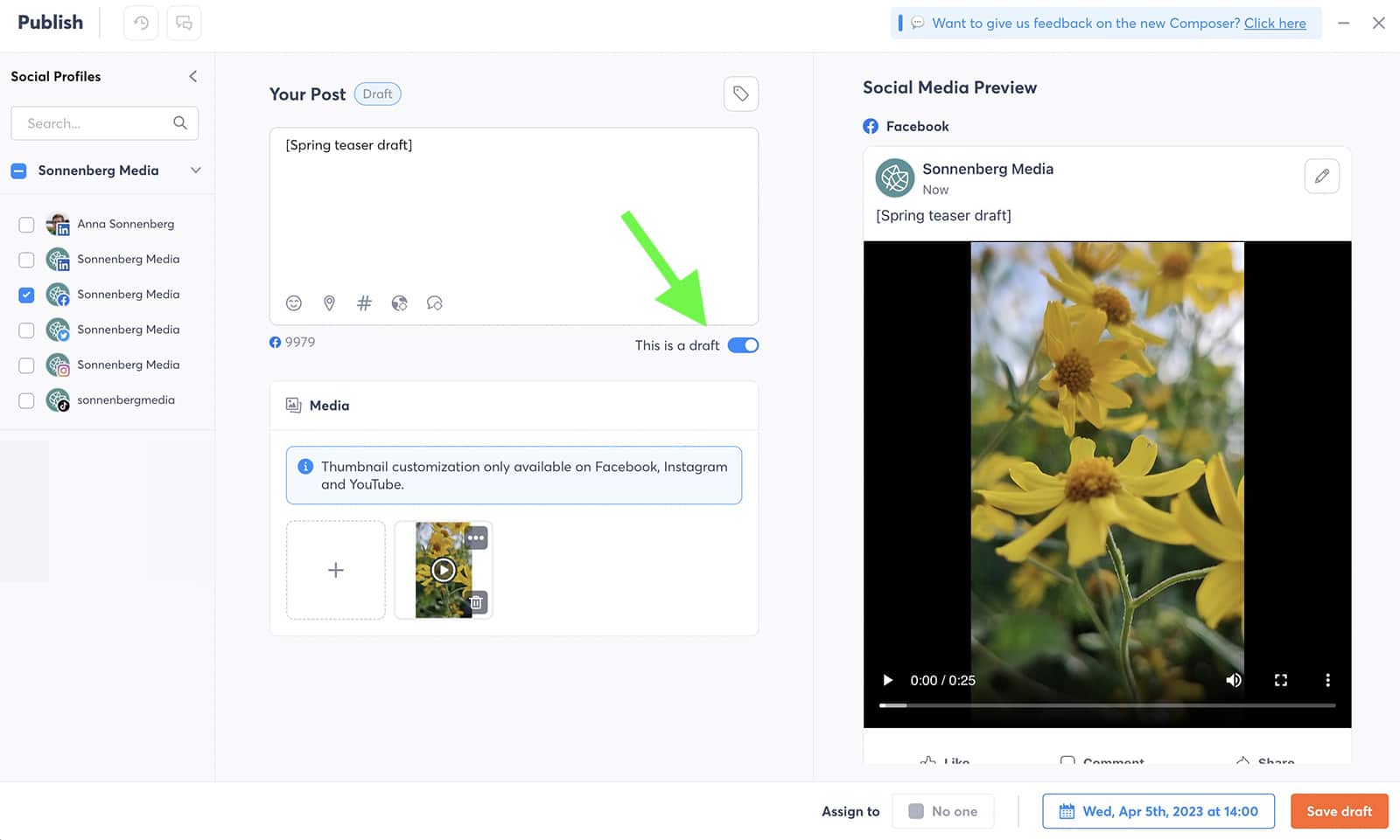 draft a post example in social media workflow