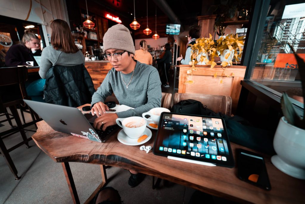 marketer working on a laptop 