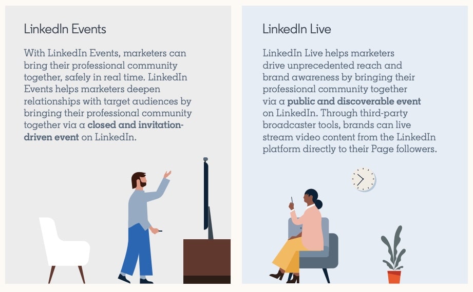 comparison between linkedin live and linkedin events