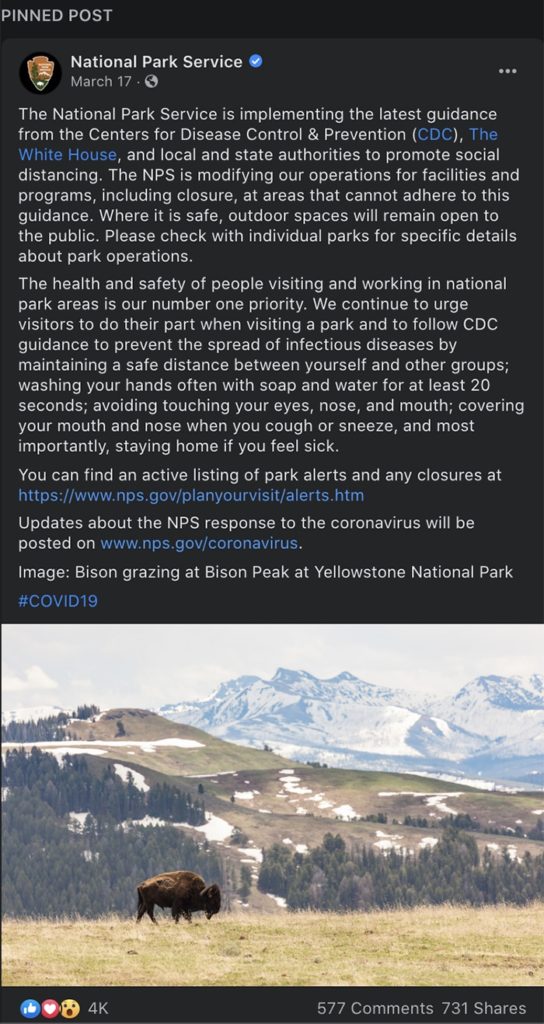 social media during a natural disaster - National Park Service