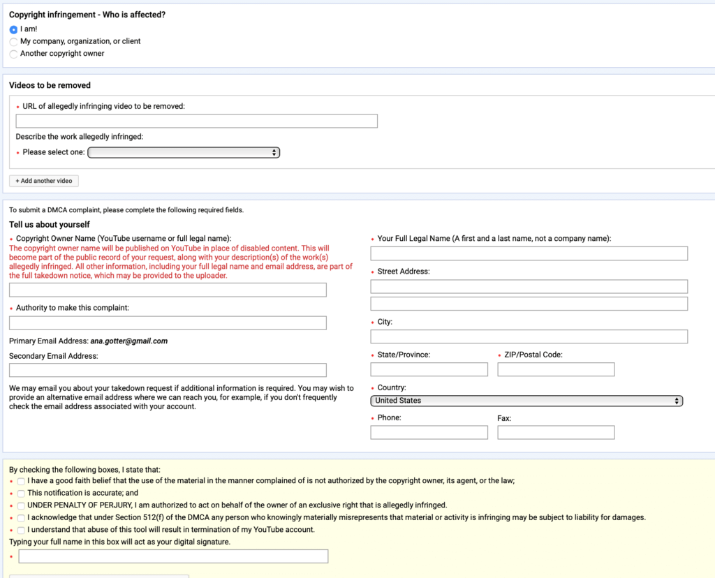 what is affected in copyright infringement for youtube copyright issues