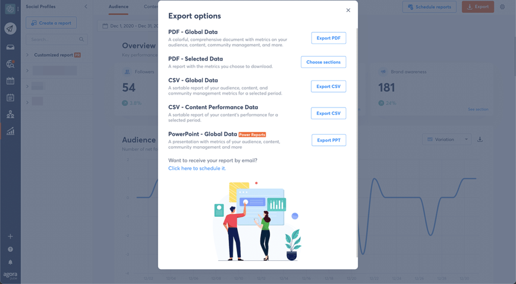 Agorapulse report export