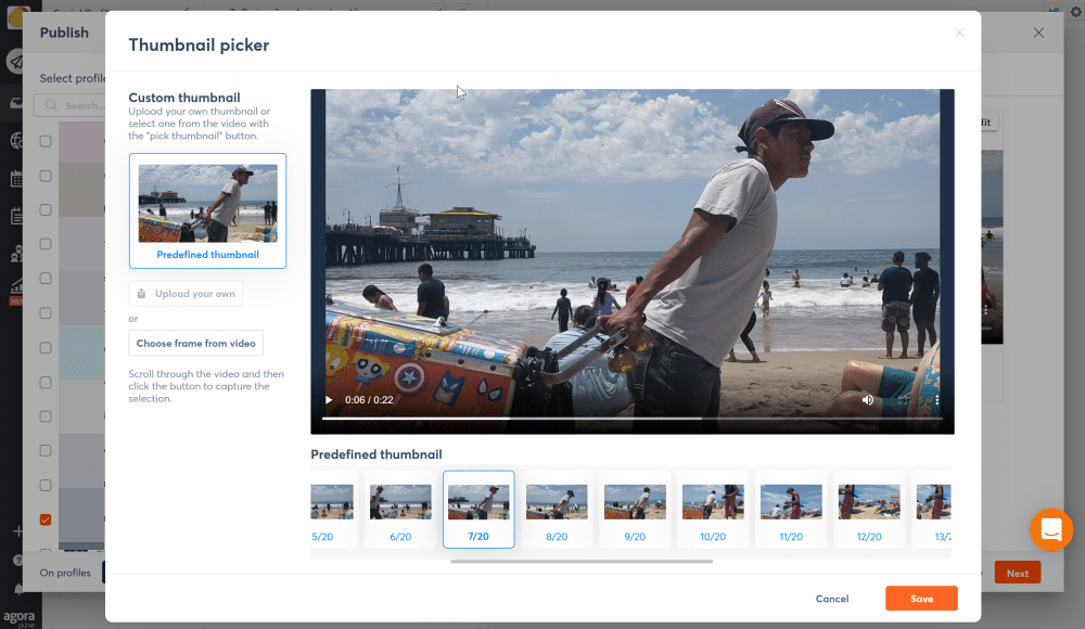 Agorapulse video thumbnail picker