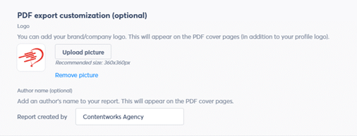Optional PDF export customization