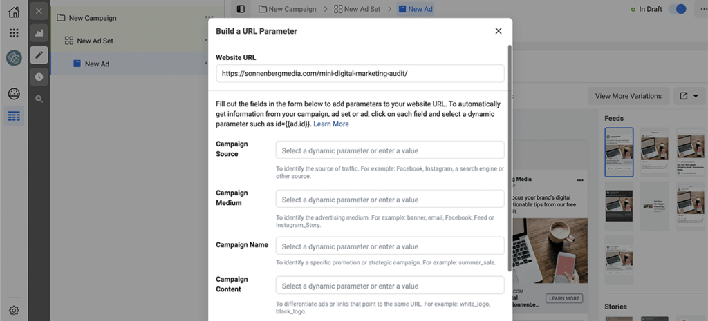 Facebook Ads UTM parameters