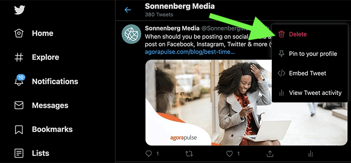 how to delete a tweet