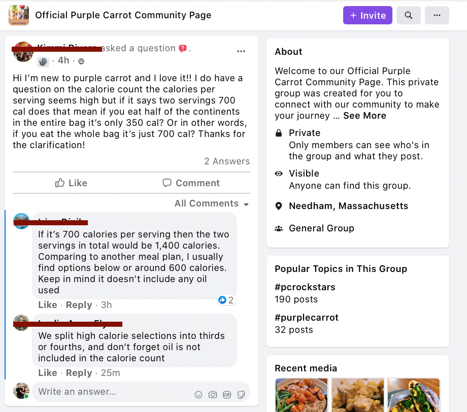 community page for facebook group example