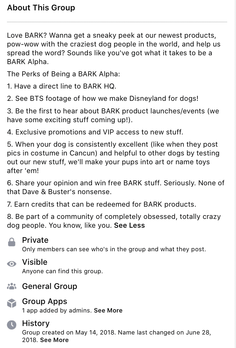 Group description for Bark Box 