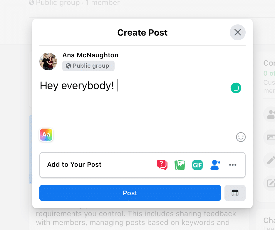 How to post in a Facebook Group 