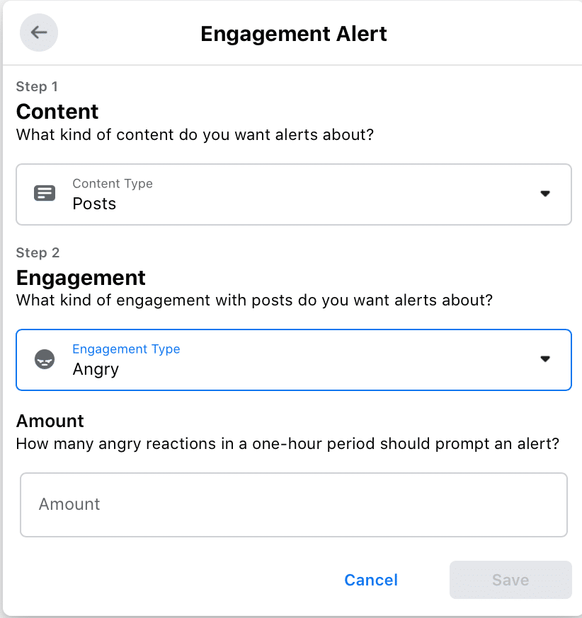 Engagement alert for Facebook Group set up