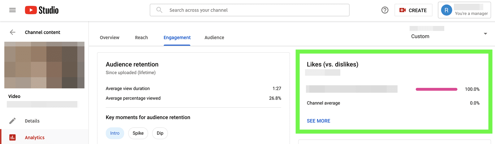 YouTube metrics - likes vs dislikes