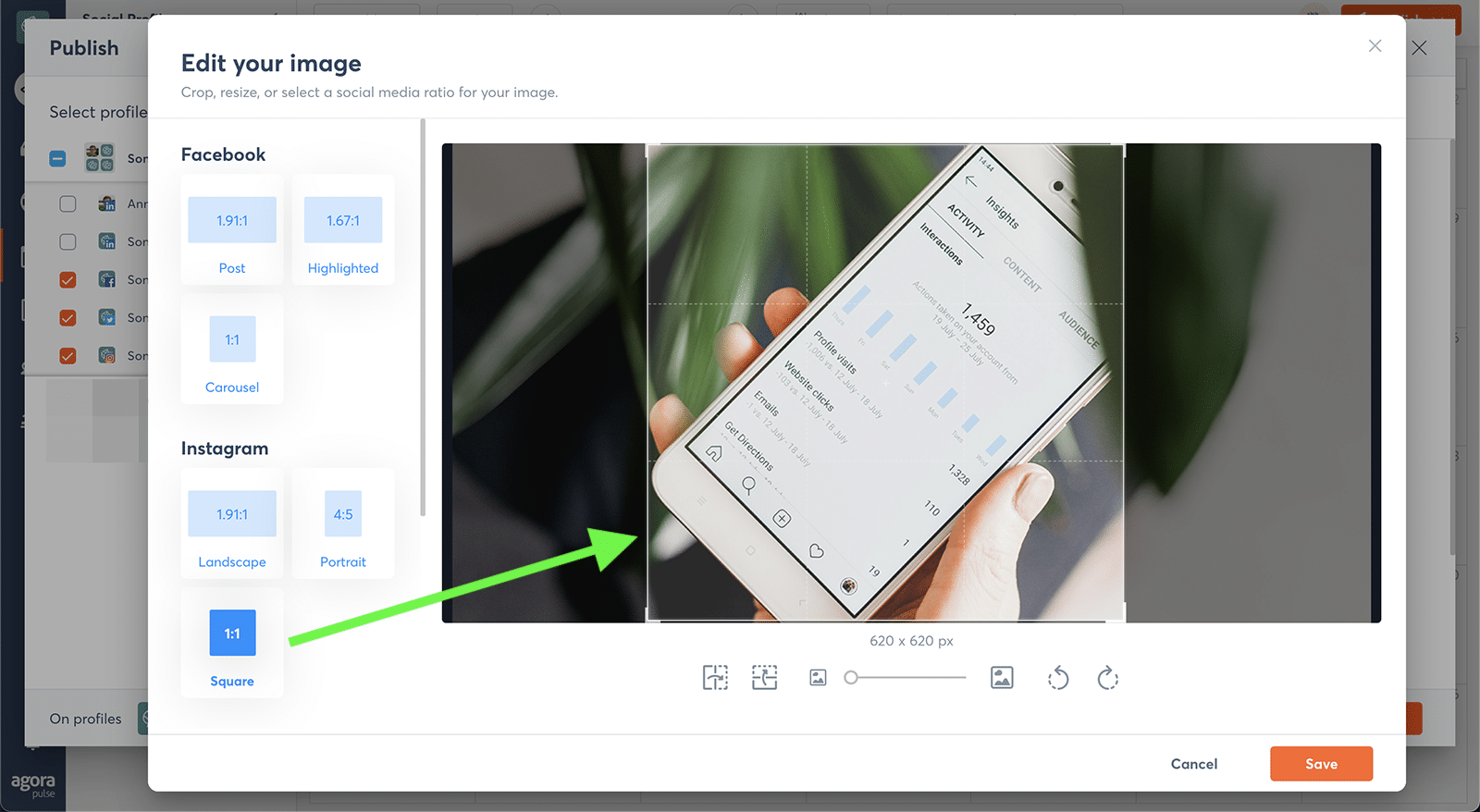 edit social media images with Agorapulse