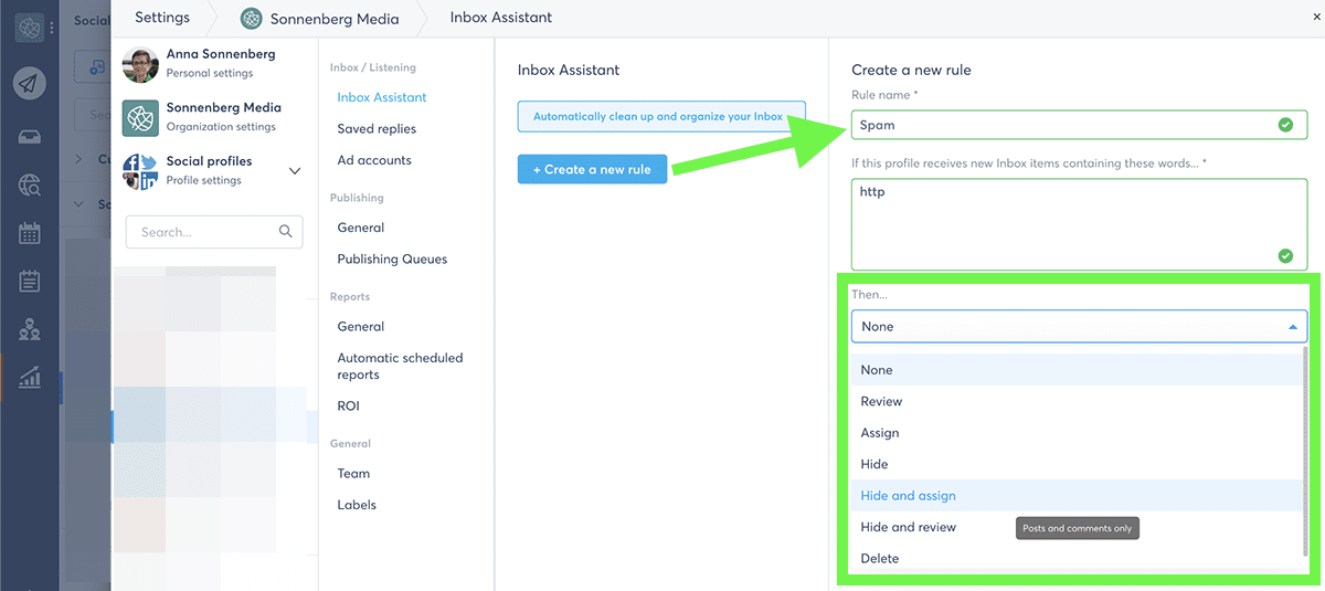 Social media campaign Agorapulse Inbox Assistant