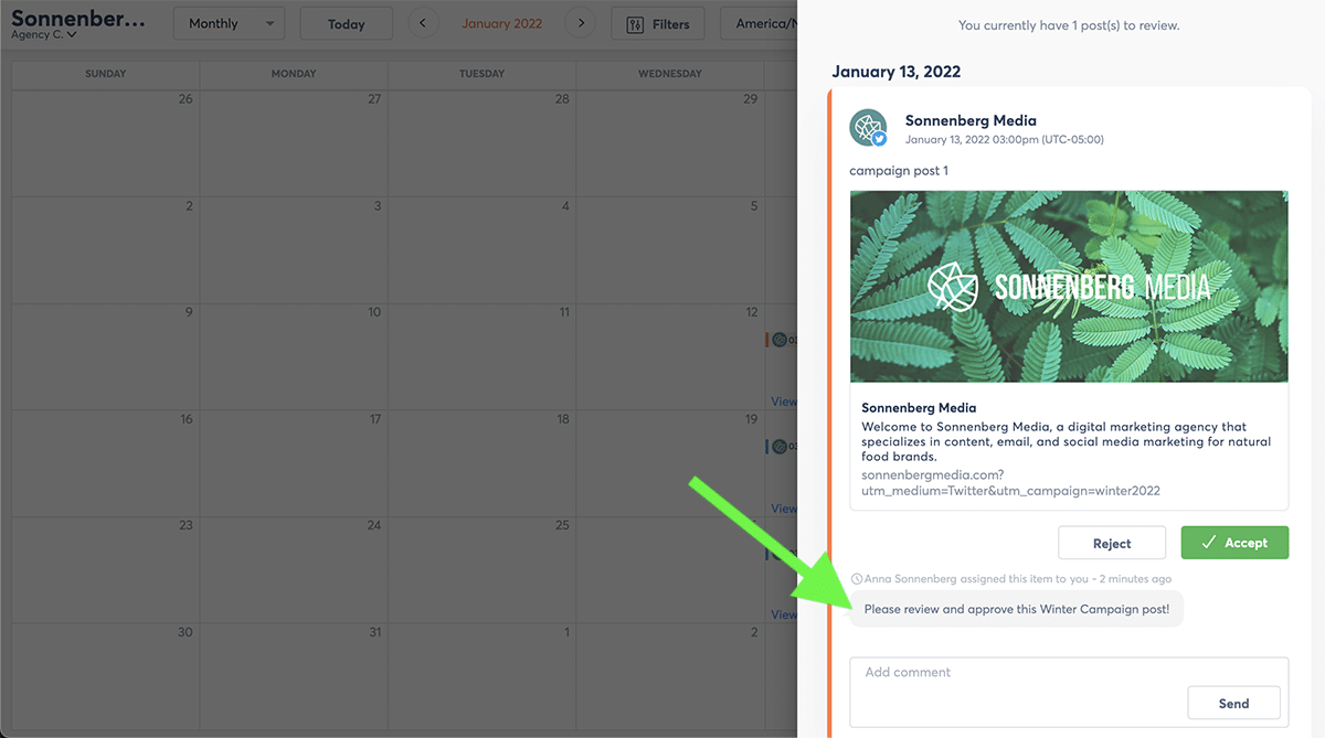 Social media campaign Agorapulse Shared Calendar