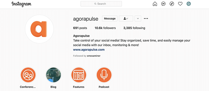 Instagram bio - Agorapulse