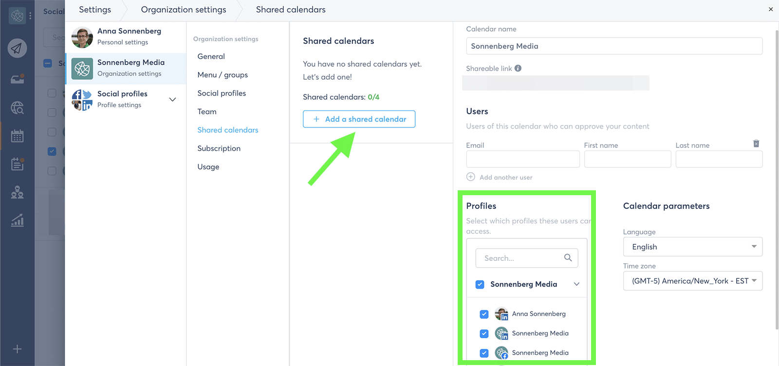 Agorapulse Shared Calendars for agencies