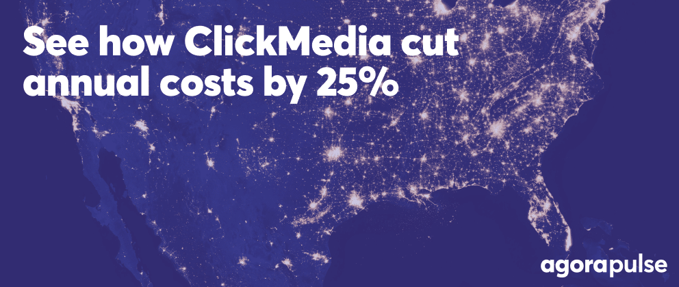 header image for see how click media cut annual costs by using agorapulse