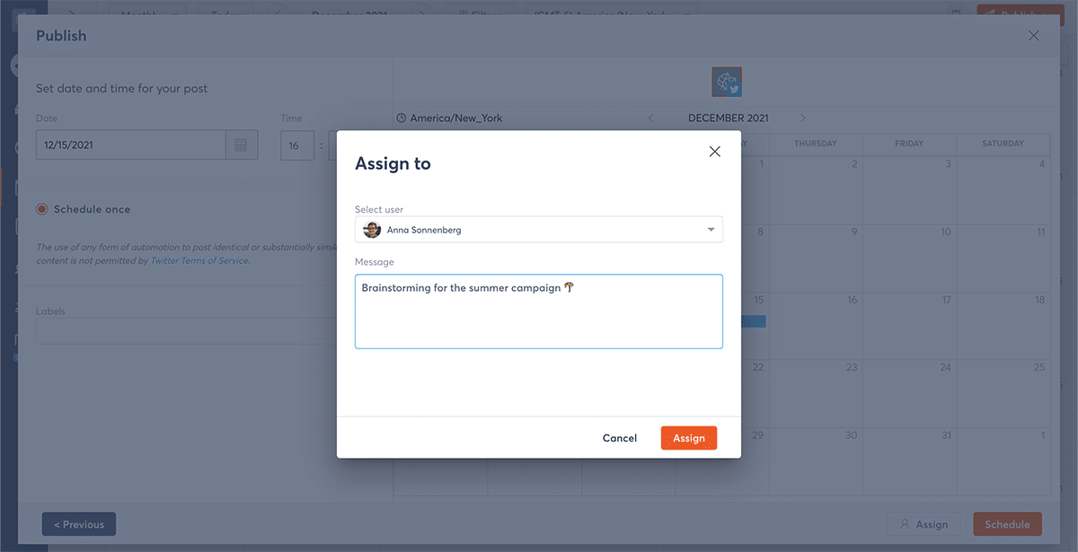 Agorapulse Asset Library - create a social media draft