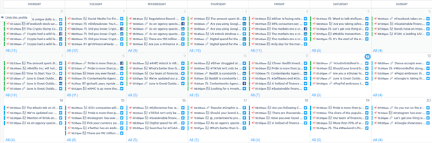 scheduled posts for social media calendar