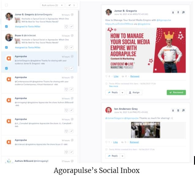 agorapulse's social inbox screenshot