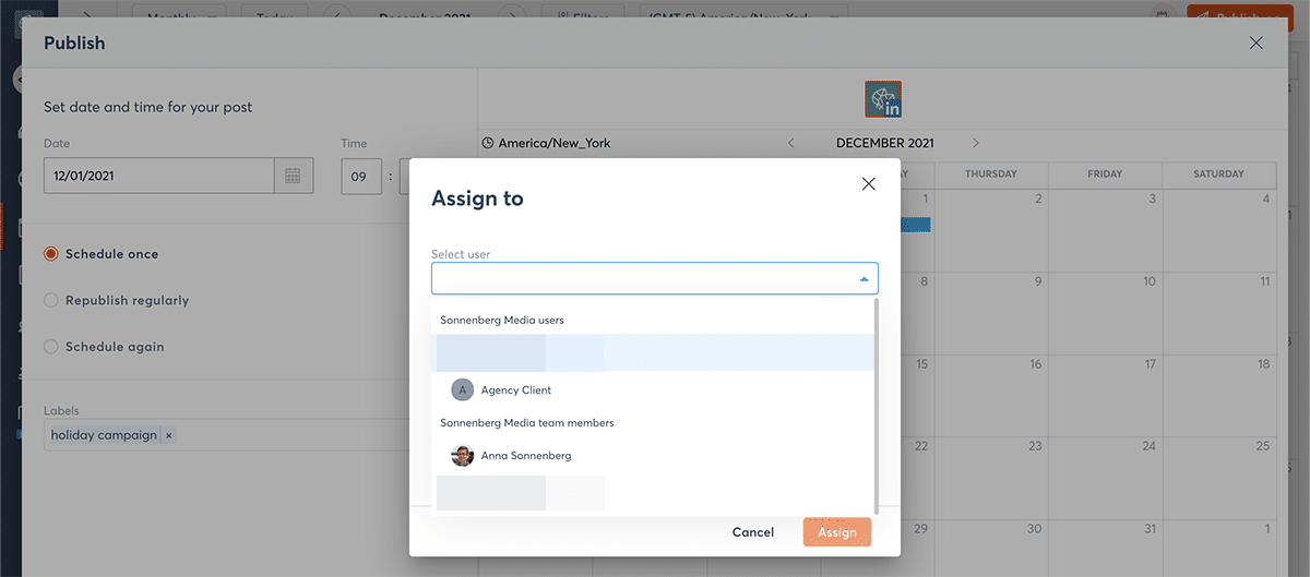 assign a post for approval in Agorapulse